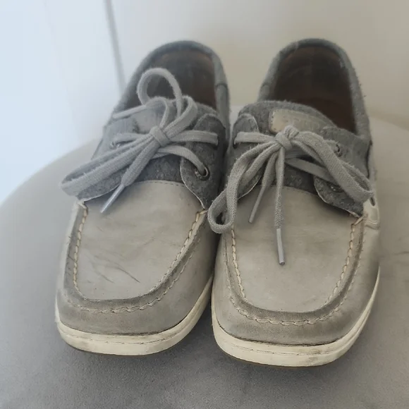 Sperry Gray Loafers with White Sole - Picture 2 of 5